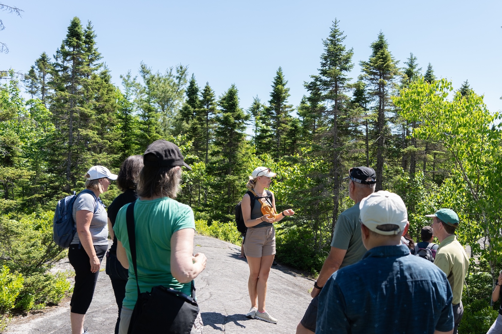 Ange Whiteway (CPAWS-NS) talks about BMBCL on a guided hike with CPAWS National Board of Trustees (June, 2024).